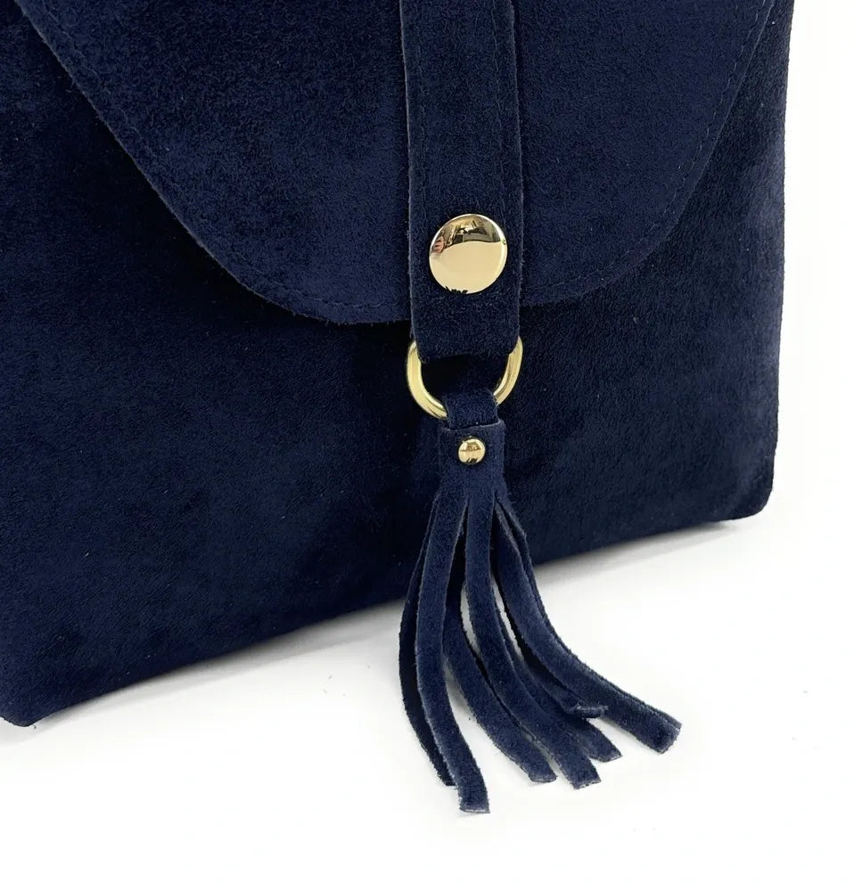 Sac besace en croûte de cuir KIONA Bleu marine
