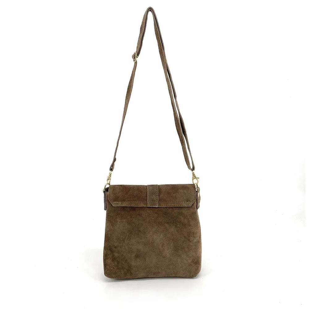 Sac besace en croûte de cuir KIONA Taupe