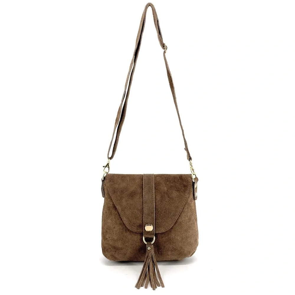 Sac besace en croûte de cuir KIONA Taupe