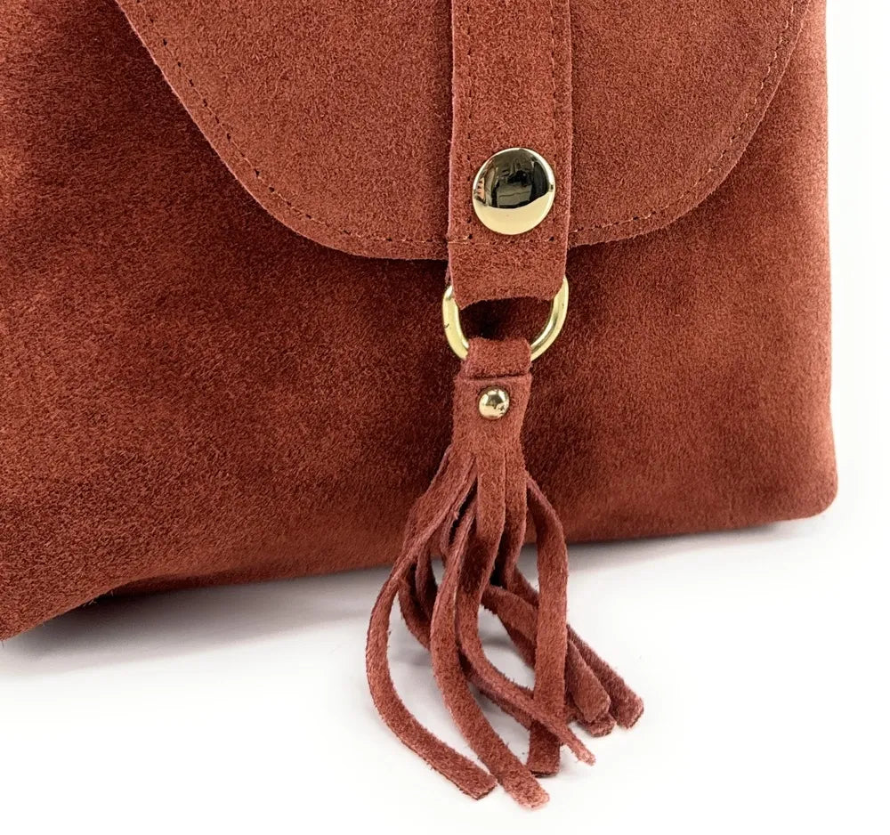 Sac besace en croûte de cuir KIONA Rouge brique