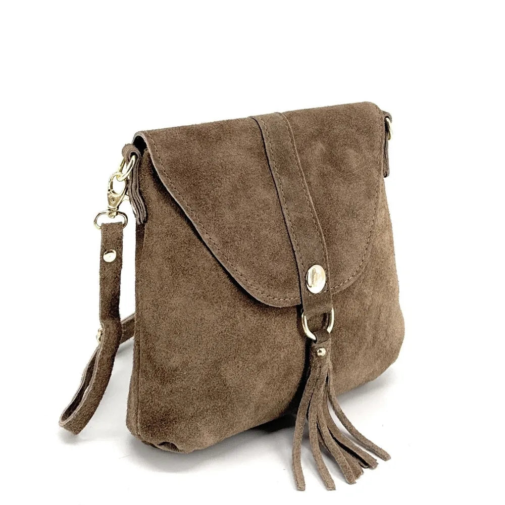 Sac besace en croûte de cuir KIONA Taupe