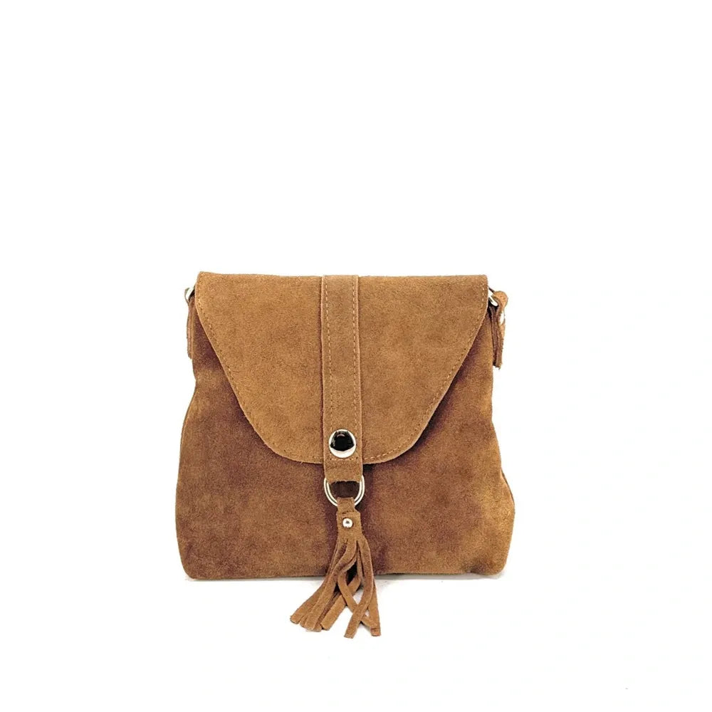 Sac besace en croûte de cuir KIONA Camel