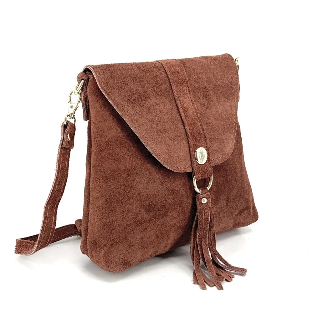 Sac besace en croûte de cuir KIONA Châtaigne