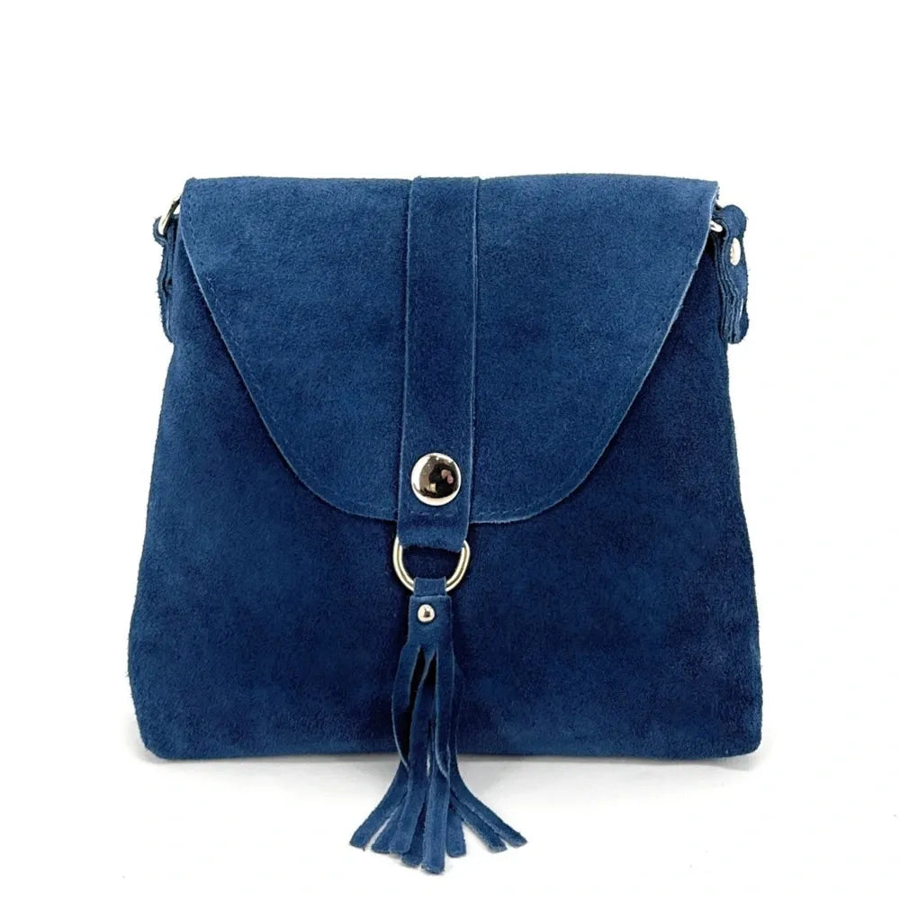 Sac besace en croûte de cuir KIONA Bleu