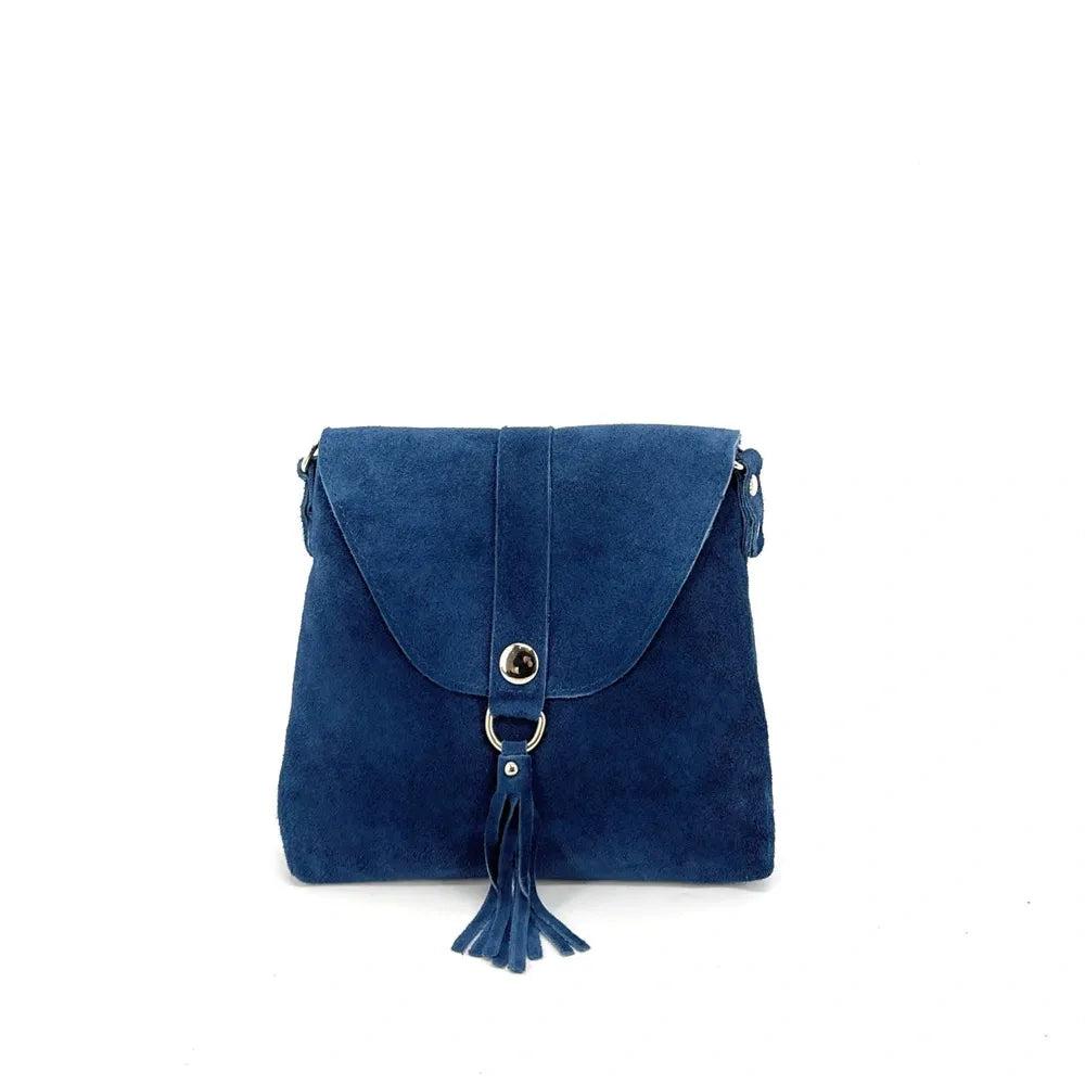 Sac besace en croûte de cuir KIONA Bleu