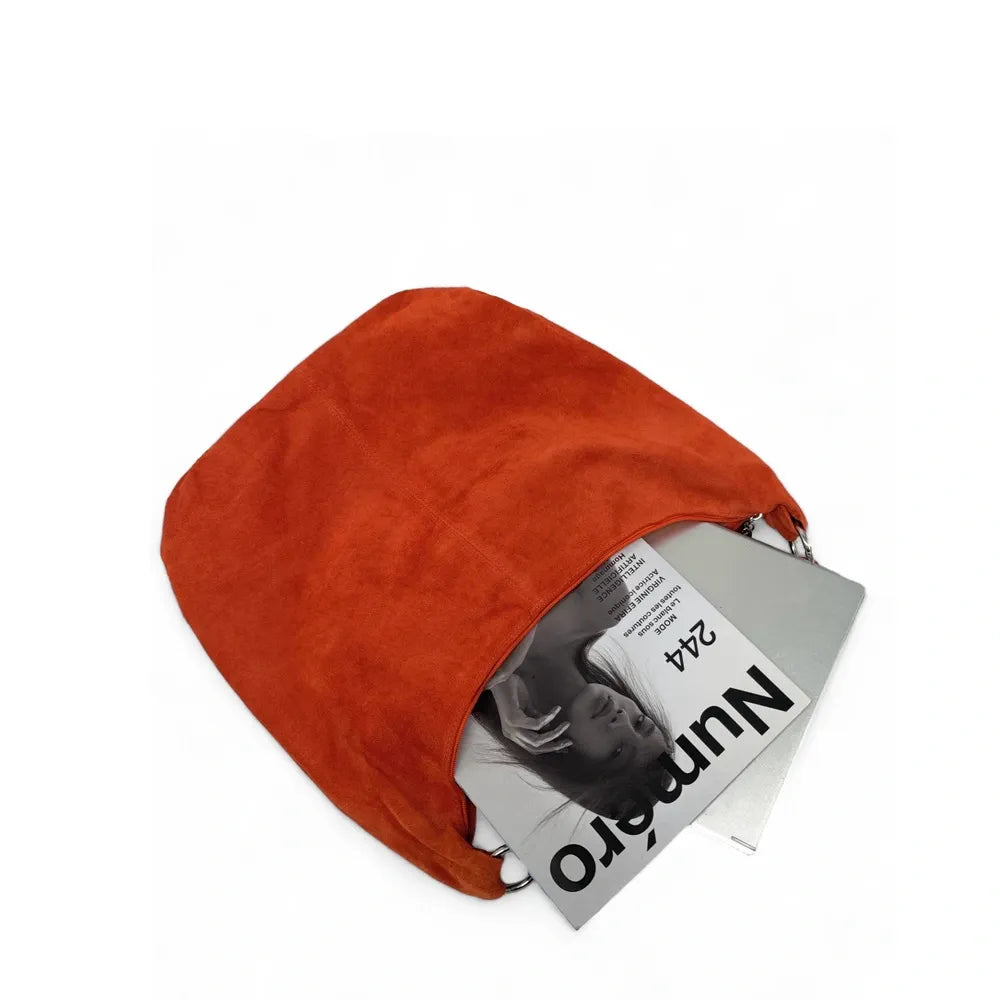 Sac à main en croûte de cuir LOVE Rouge brique