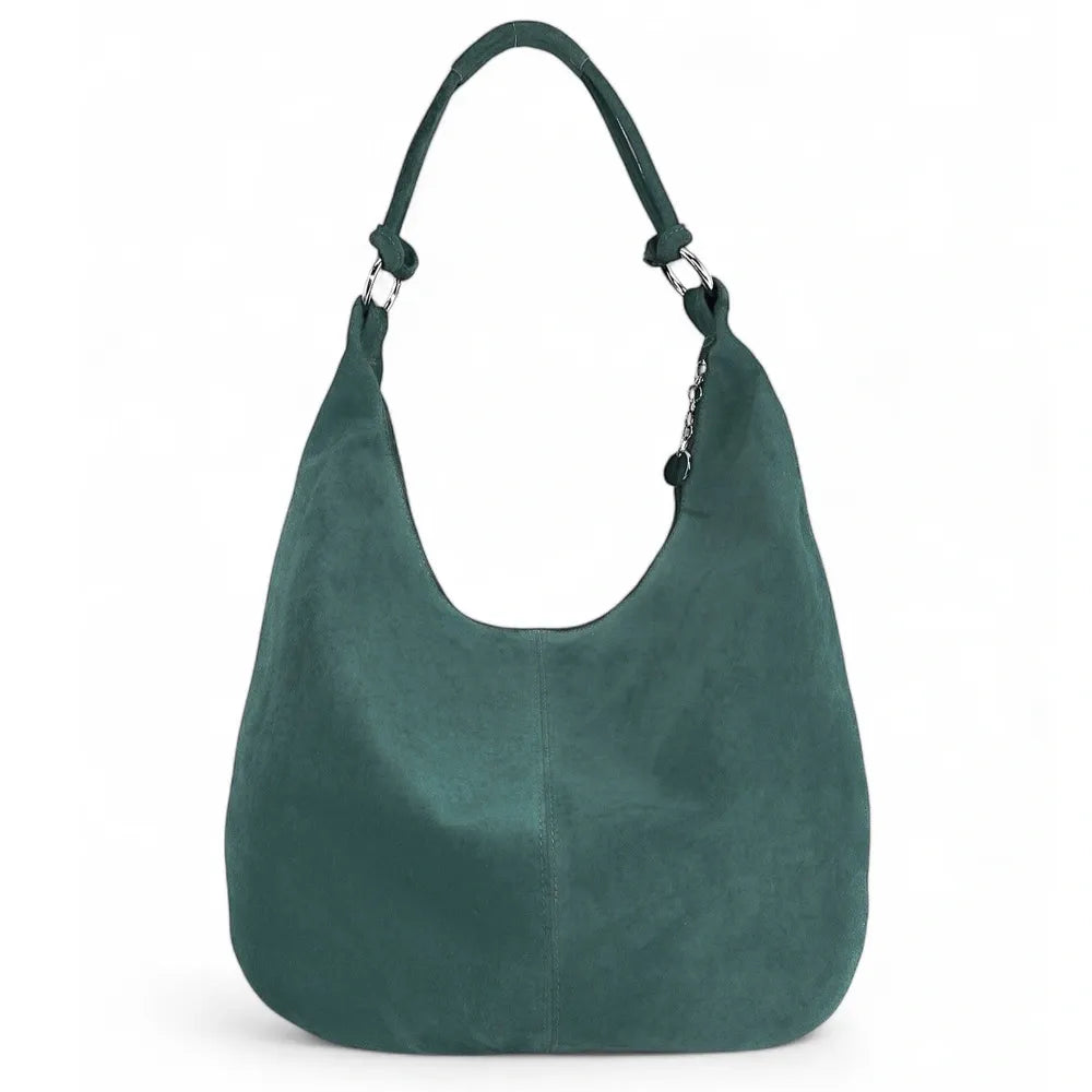 Sac à main en croûte de cuir LOVE Bleu vert canard