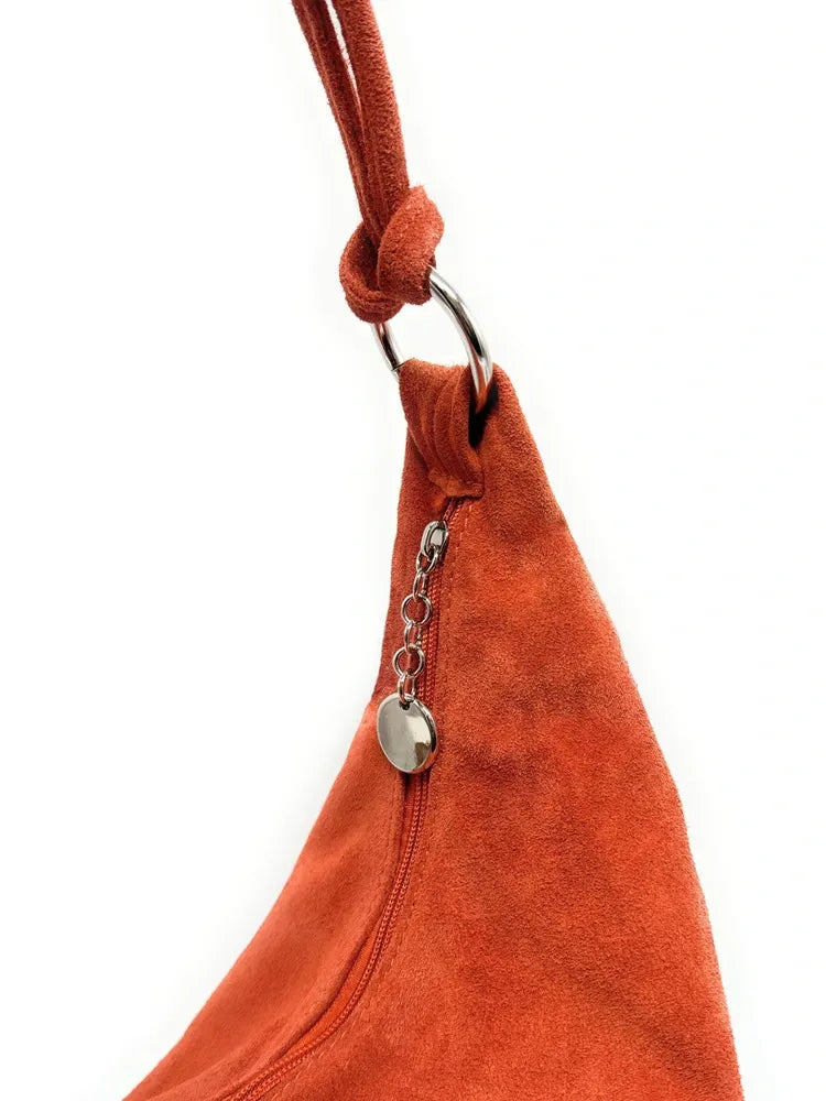 Sac à main en croûte de cuir LOVE Rouge brique