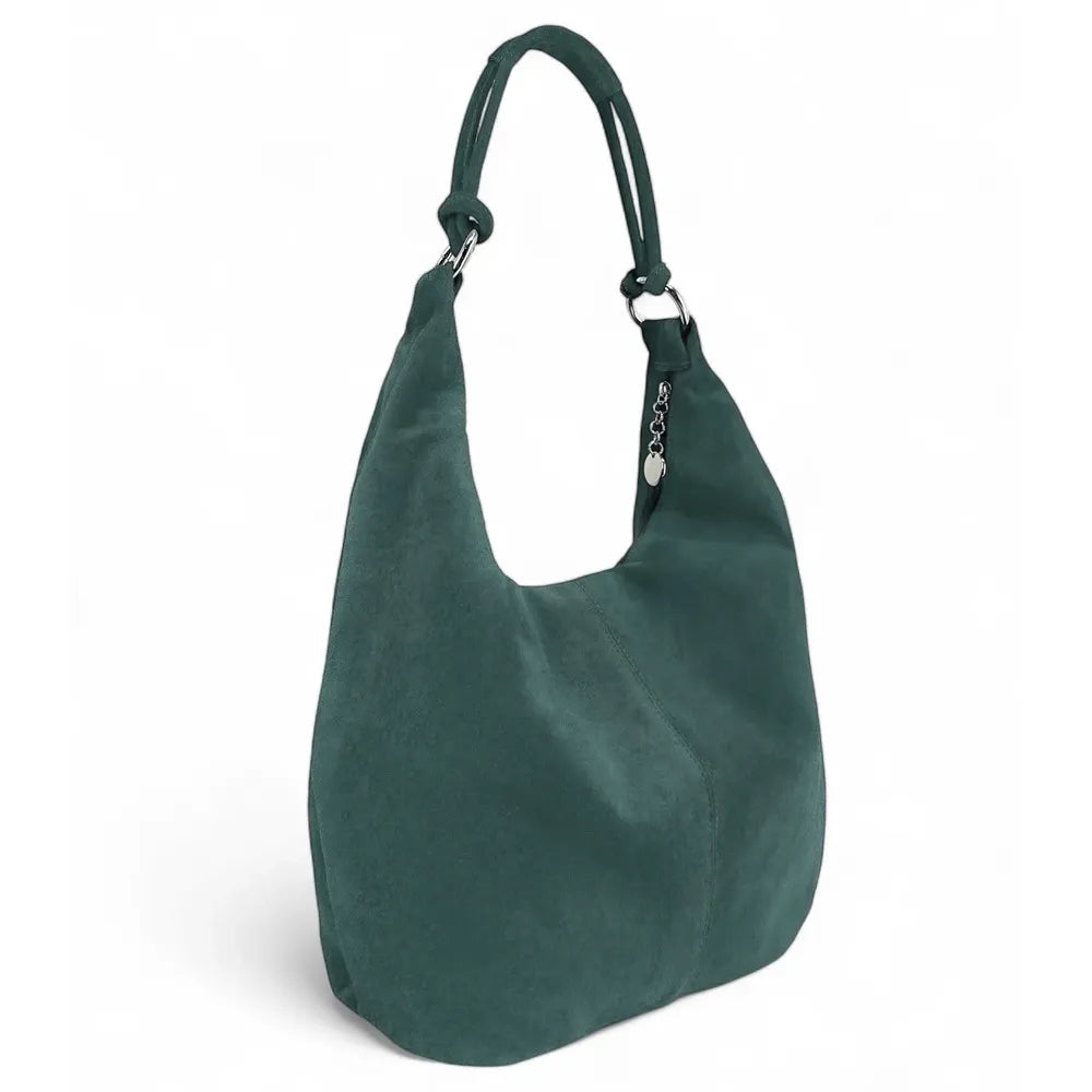 Sac à main en croûte de cuir LOVE Bleu vert canard
