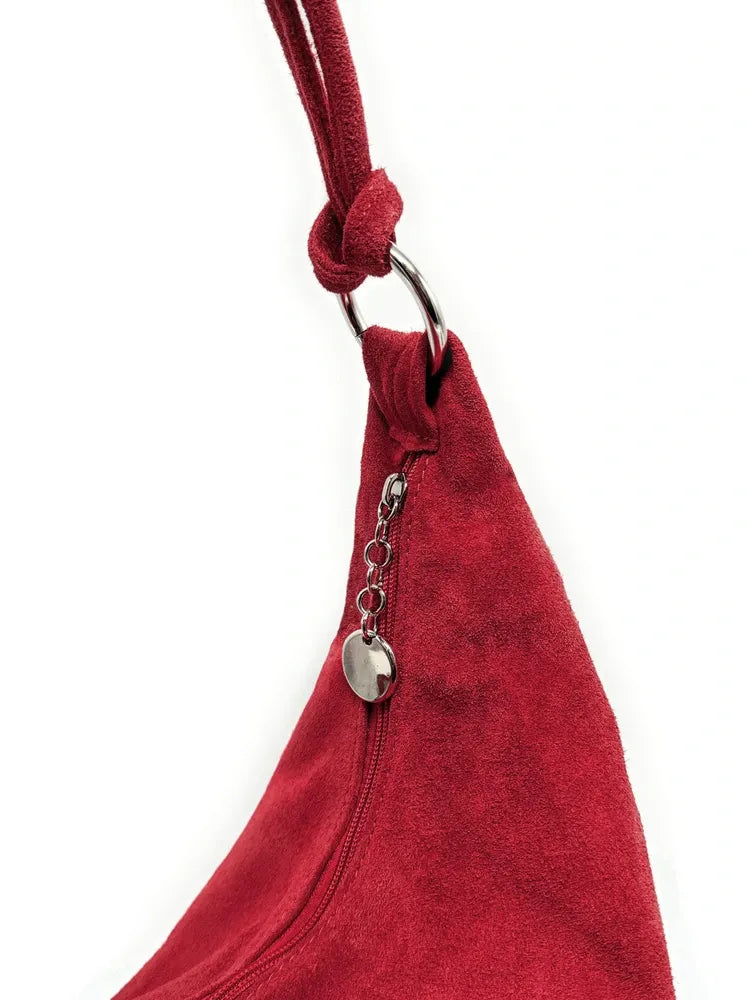 Sac à main en croûte de cuir LOVE Rouge intense