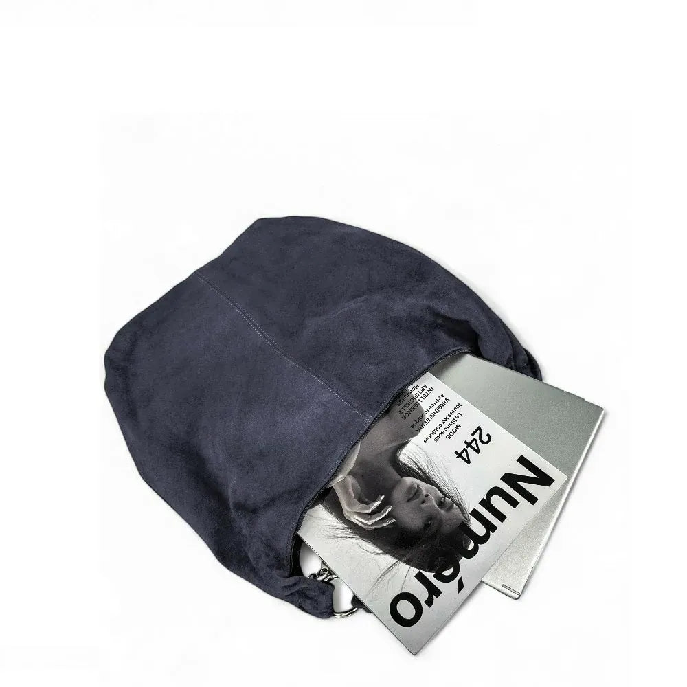 Sac à main en croûte de cuir LOVE Bleu marine