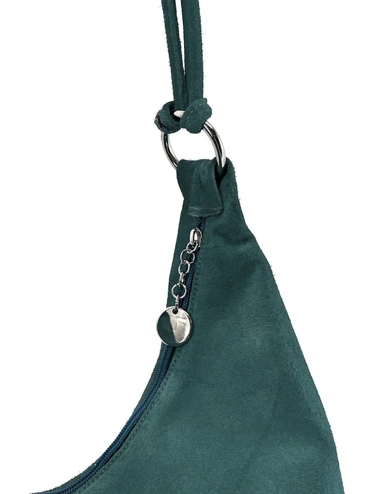Sac à main en croûte de cuir LOVE Bleu vert canard