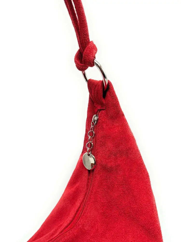 Sac à main en croûte de cuir LOVE Rouge garance
