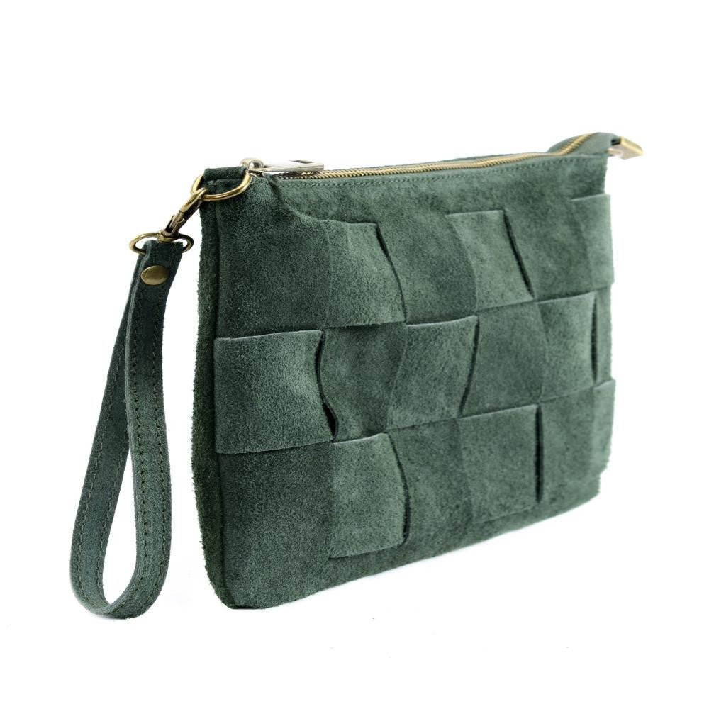 Sac pochette en croûte de cuir PERTH Vert intense