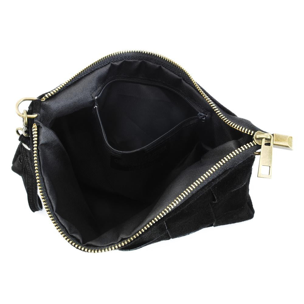Sac pochette en croûte de cuir PERTH Noir