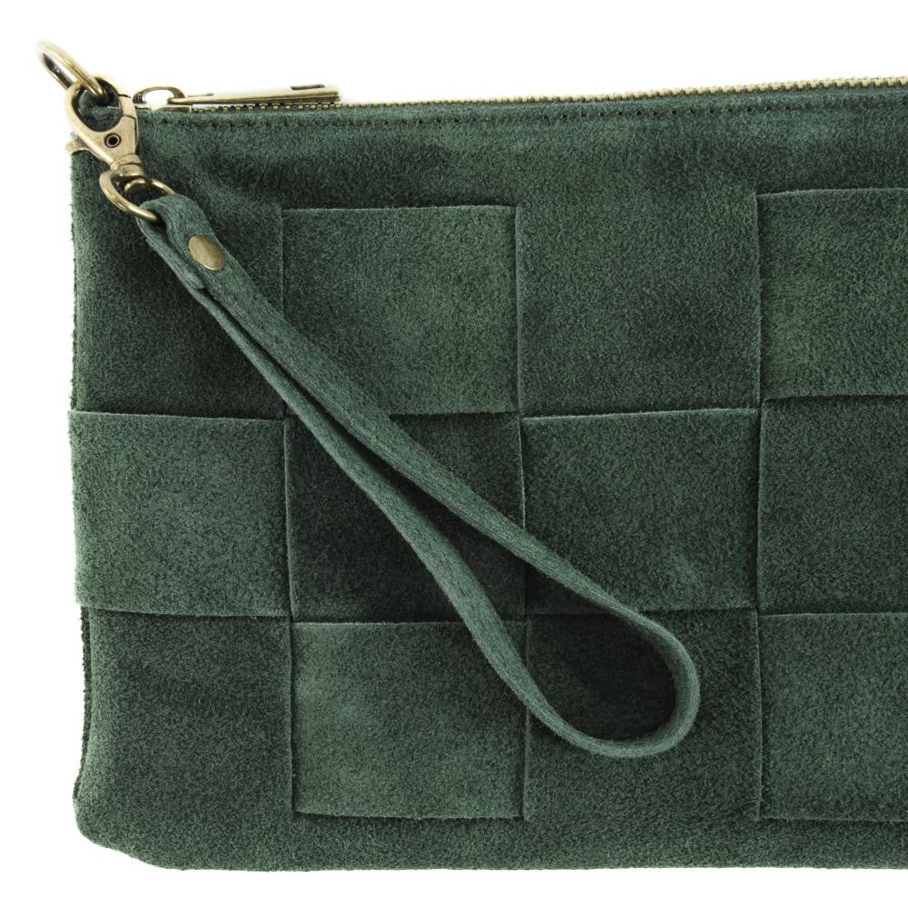 Sac pochette en croûte de cuir PERTH Vert intense