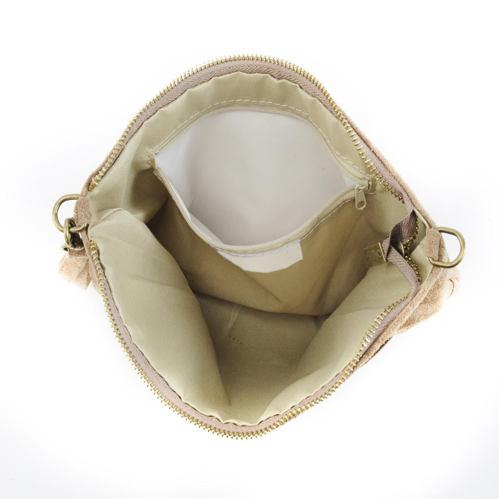Sac pochette en croûte de cuir PERTH Taupe clair