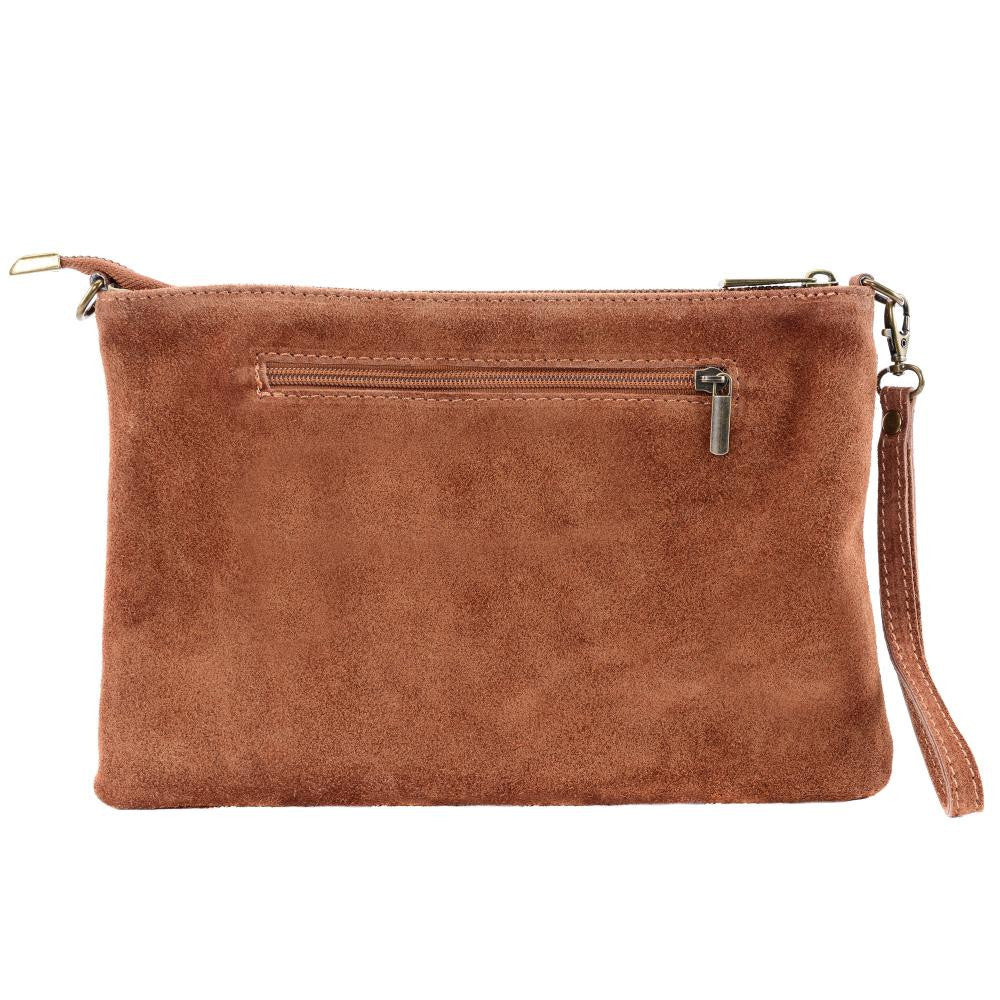 Sac pochette en croûte de cuir PERTH Rouge brique