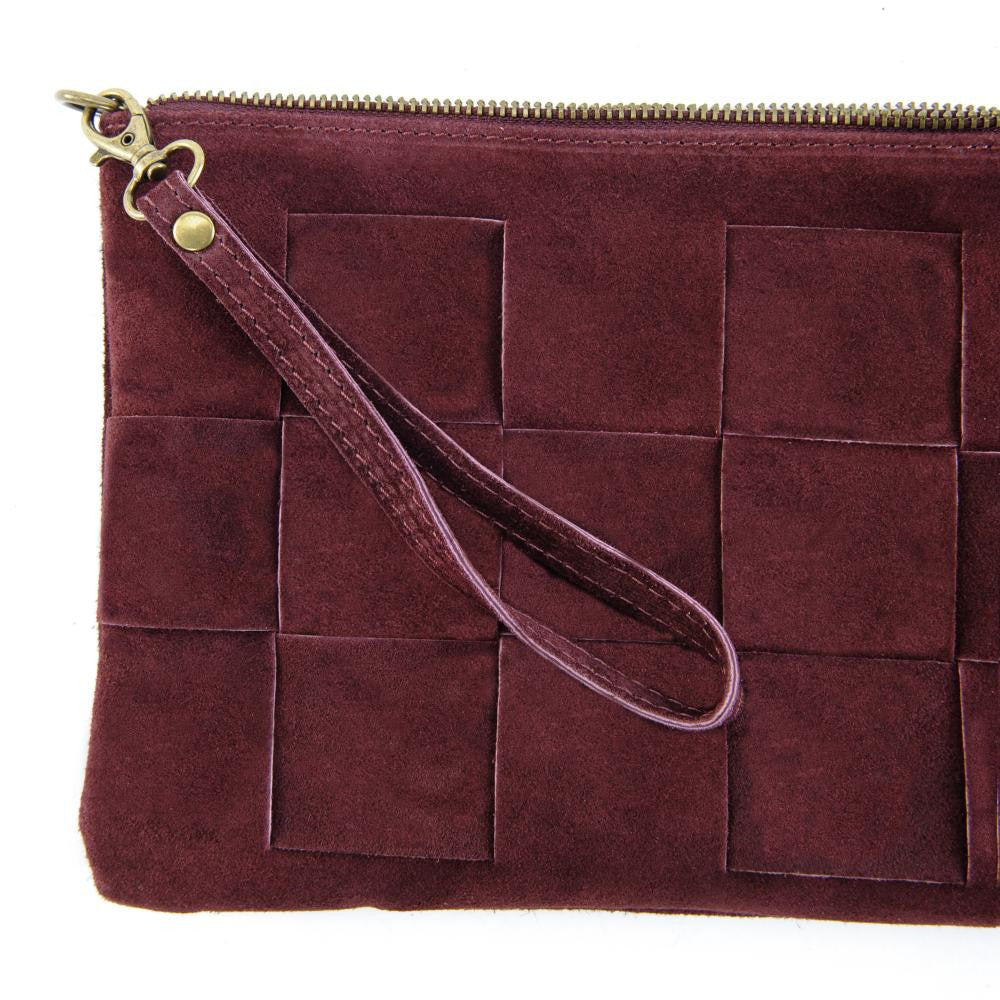 Sac pochette en croûte de cuir PERTH Rouge garance