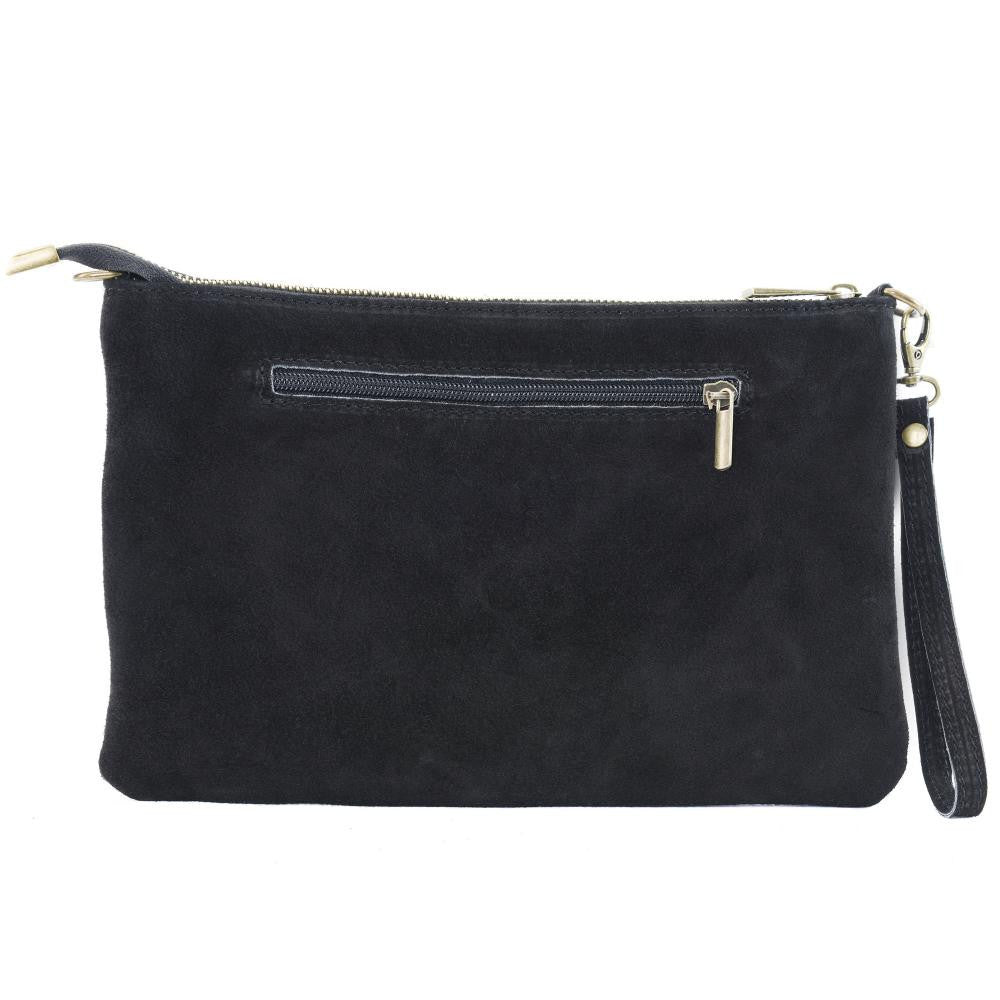Sac pochette en croûte de cuir PERTH Noir