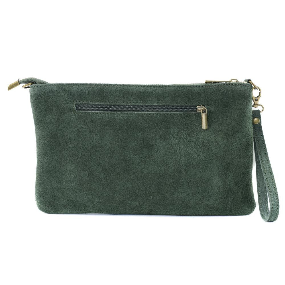 Sac pochette en croûte de cuir PERTH Vert intense
