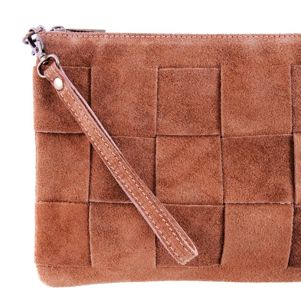 Sac pochette en croûte de cuir PERTH Rouge brique