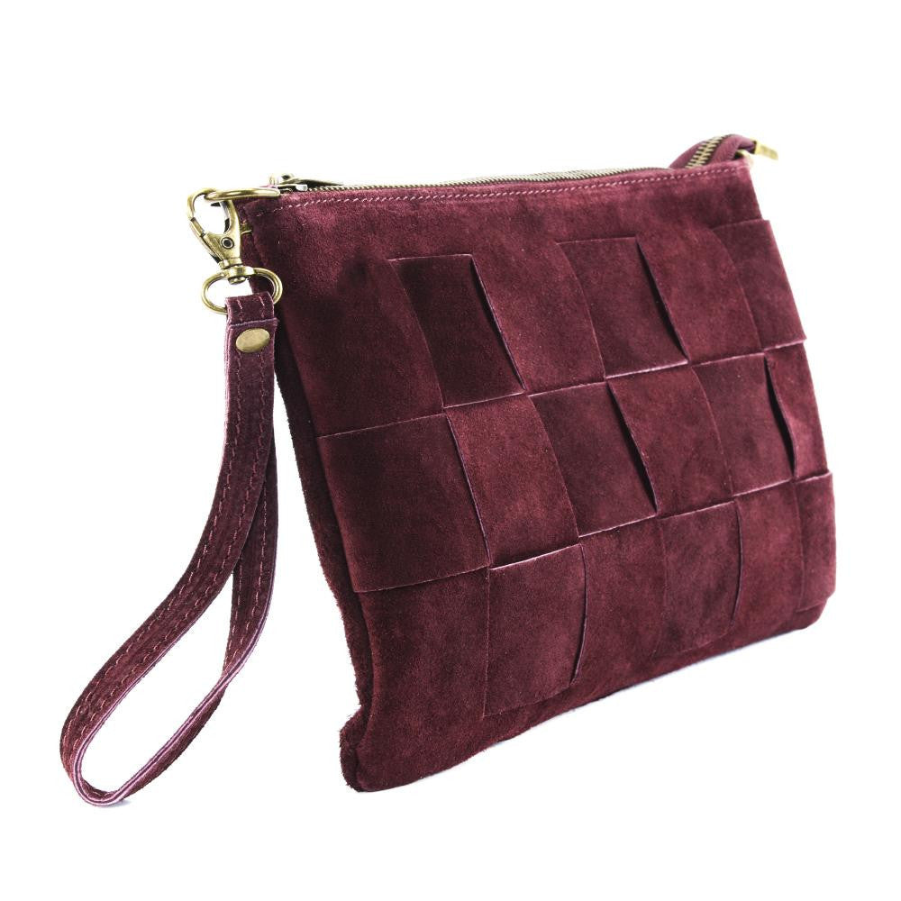 Sac pochette en croûte de cuir PERTH Rouge garance