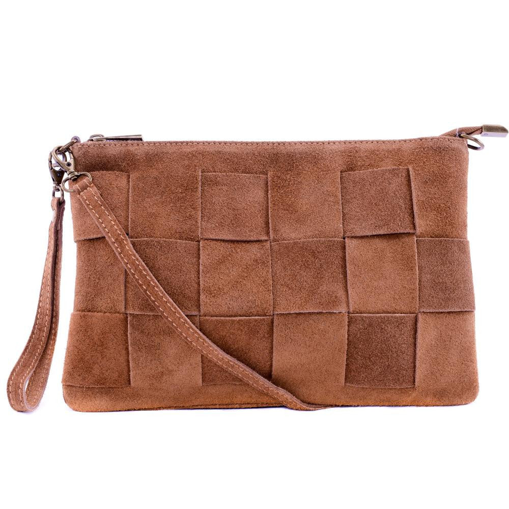 Sac pochette en croûte de cuir PERTH Rouge brique