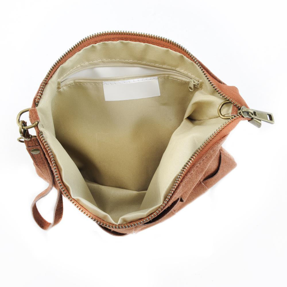 Sac pochette en croûte de cuir PERTH Rouge brique