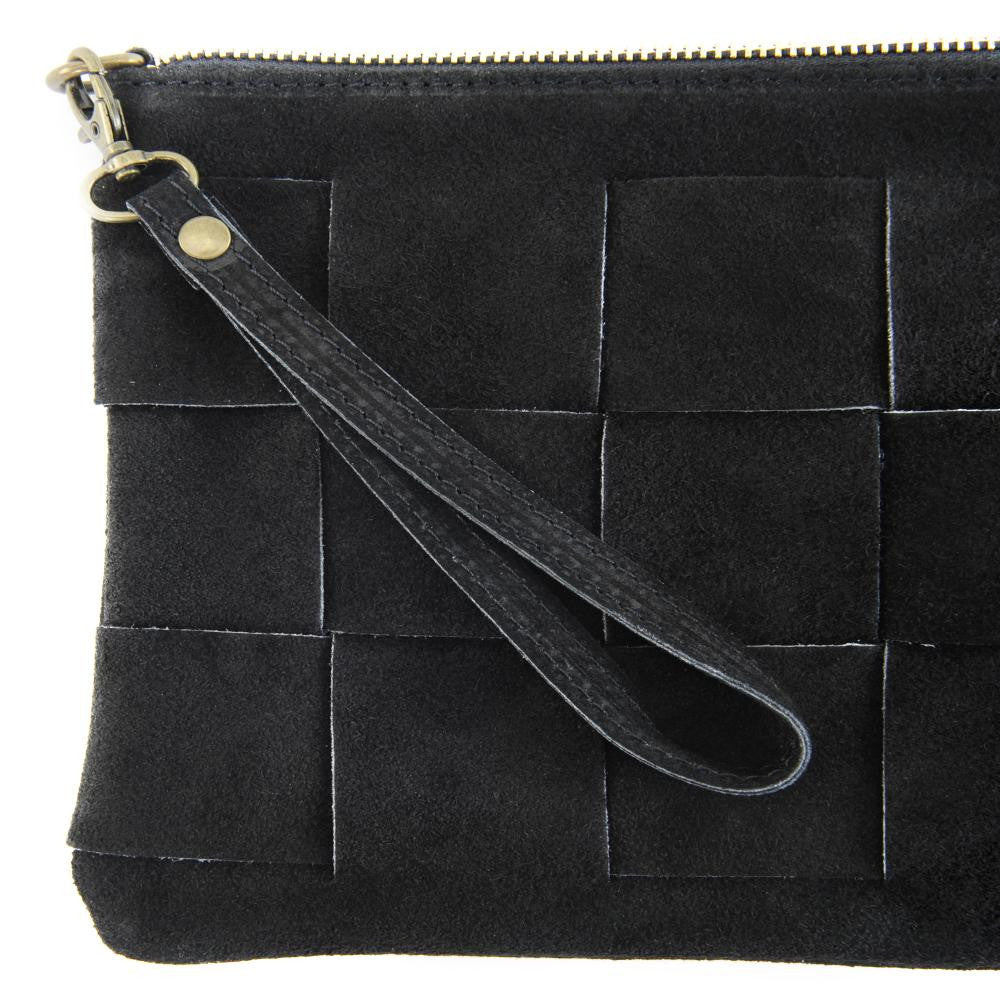 Sac pochette en croûte de cuir PERTH Noir