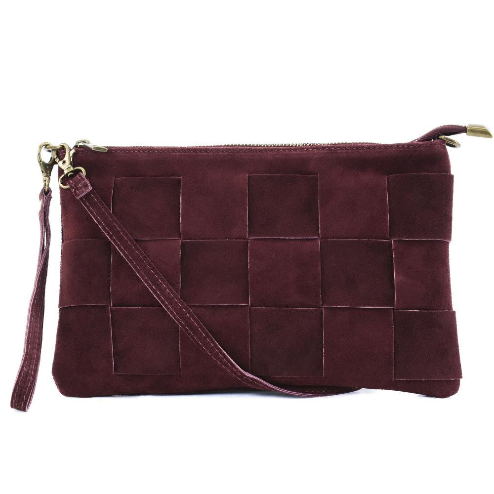 Sac pochette en croûte de cuir PERTH Rouge garance