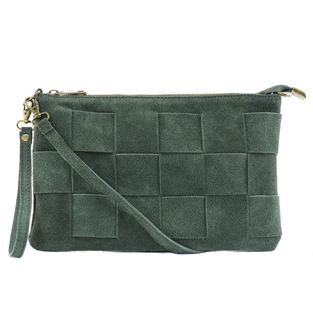 Sac pochette en croûte de cuir PERTH Vert intense