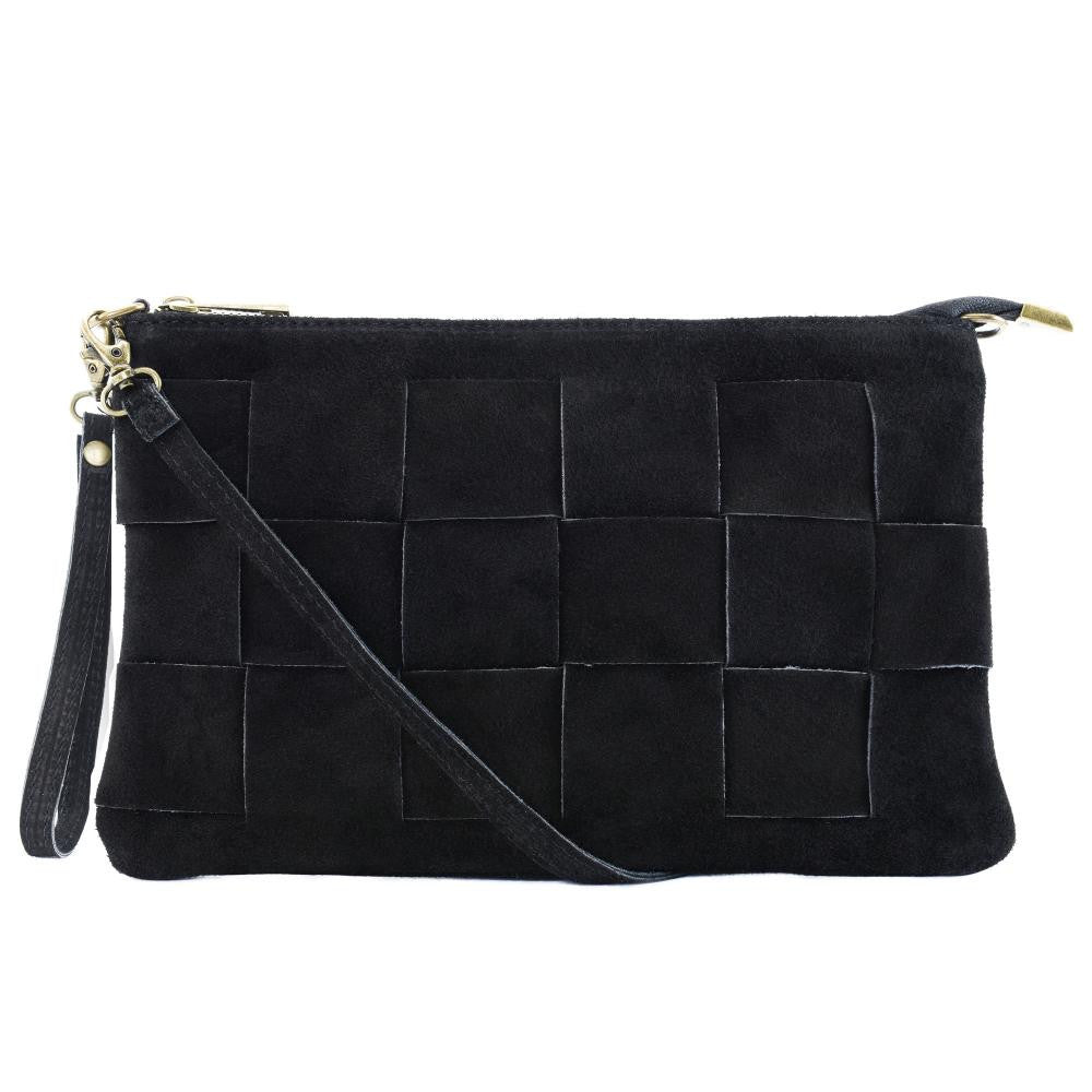 Sac pochette en croûte de cuir PERTH Noir