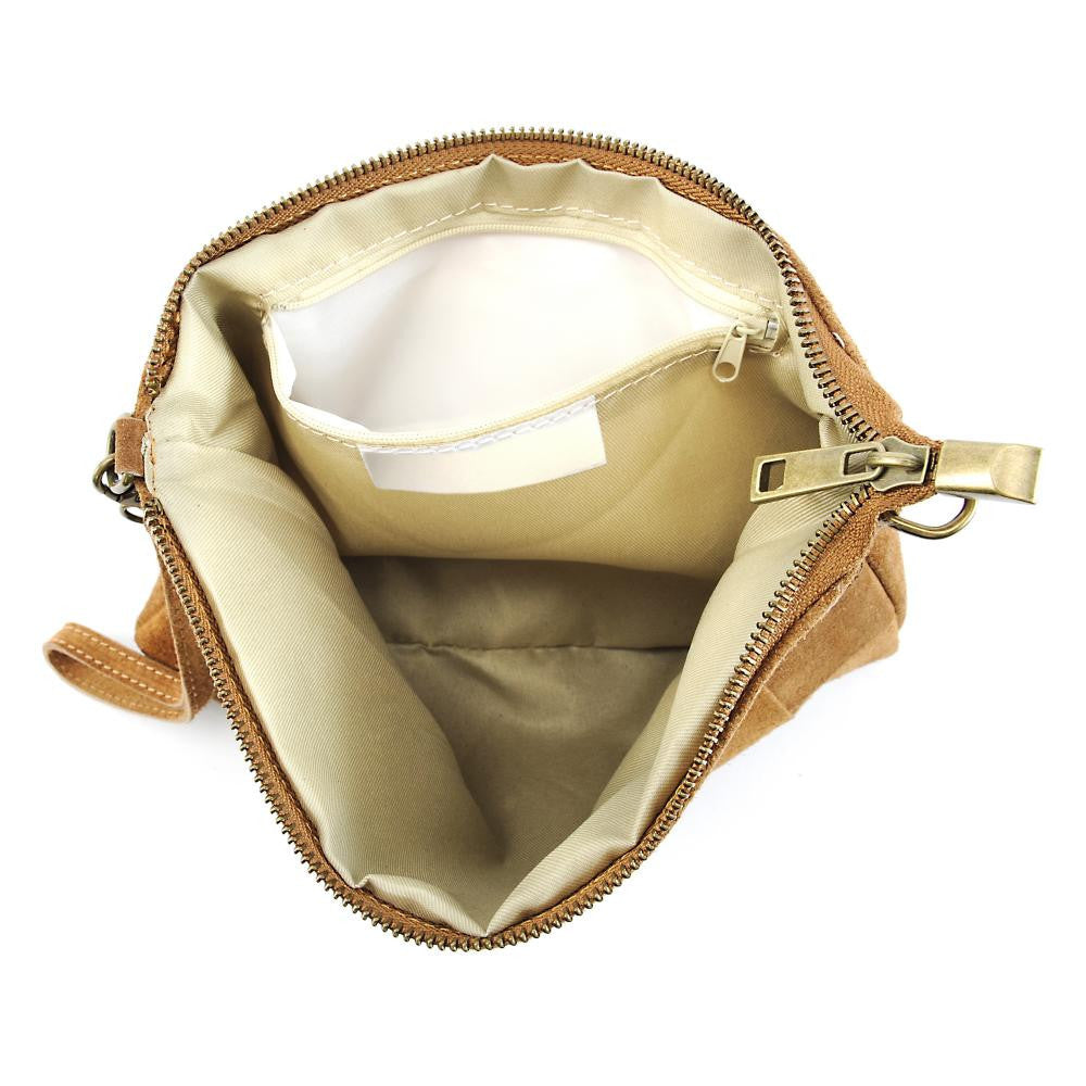 Sac pochette en croûte de cuir PERTH Cognac