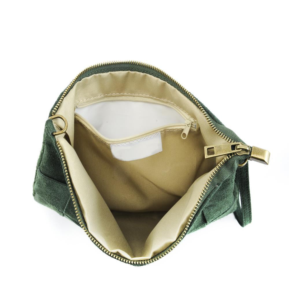 Sac pochette en croûte de cuir PERTH Vert intense