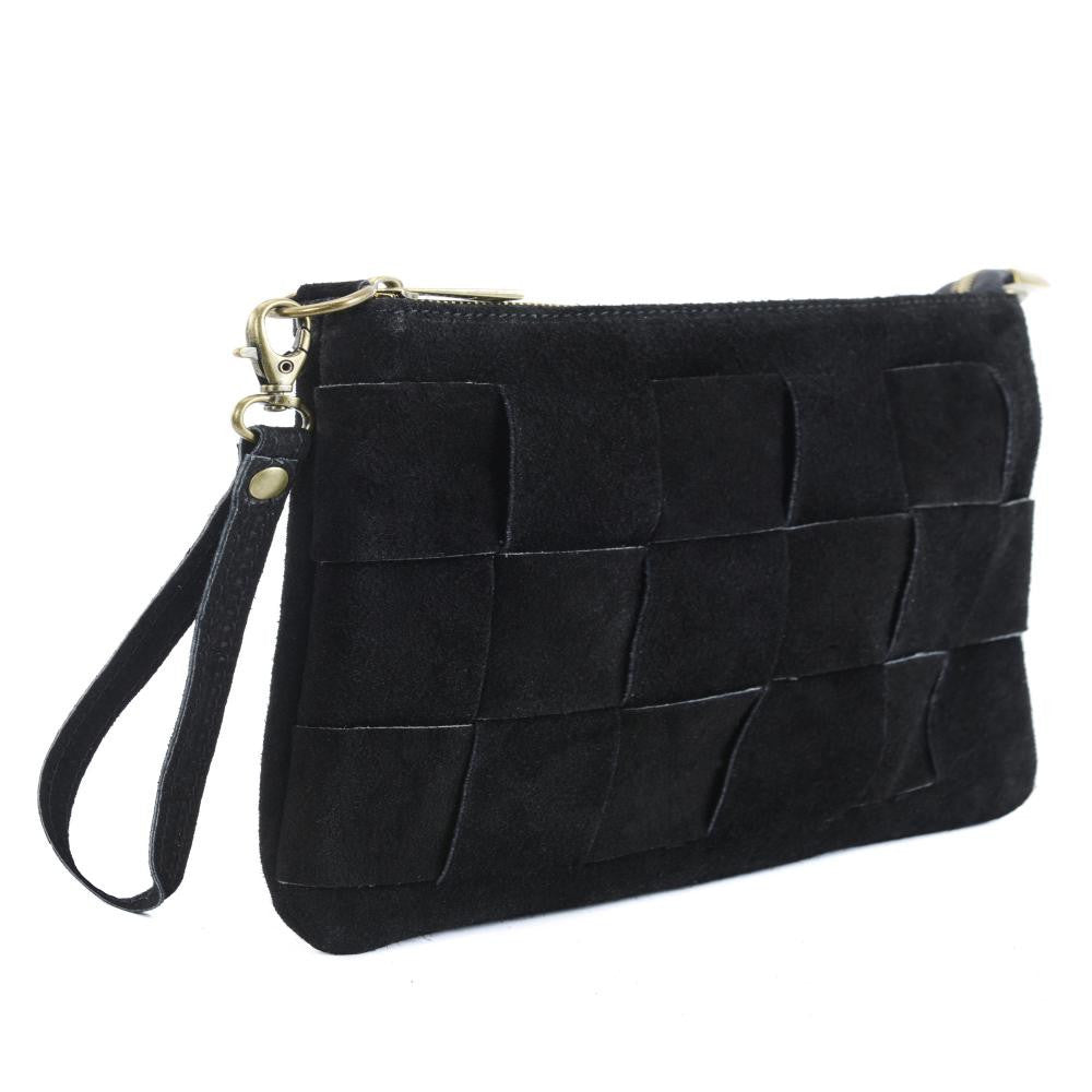 Sac pochette en croûte de cuir PERTH Noir