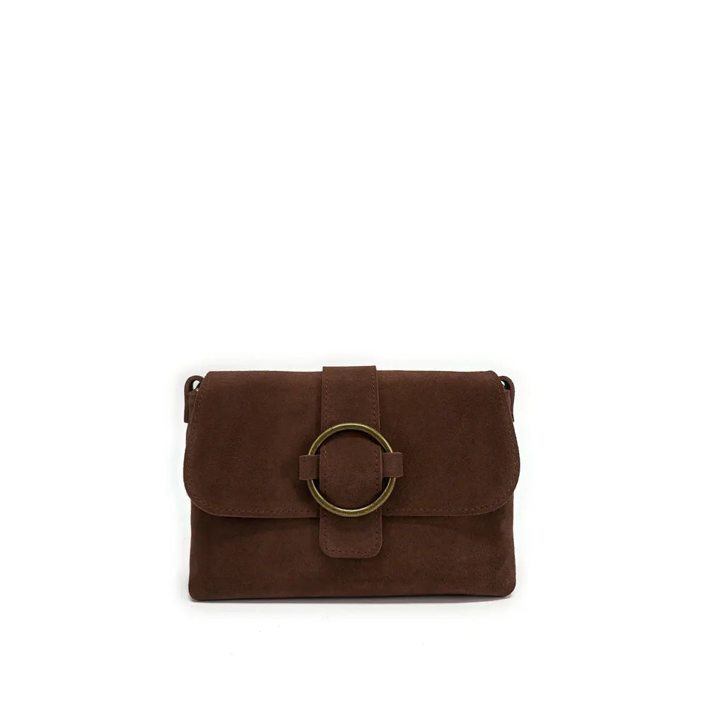 Sac à main en croûte de cuir VERONE SUEDE Chocolat