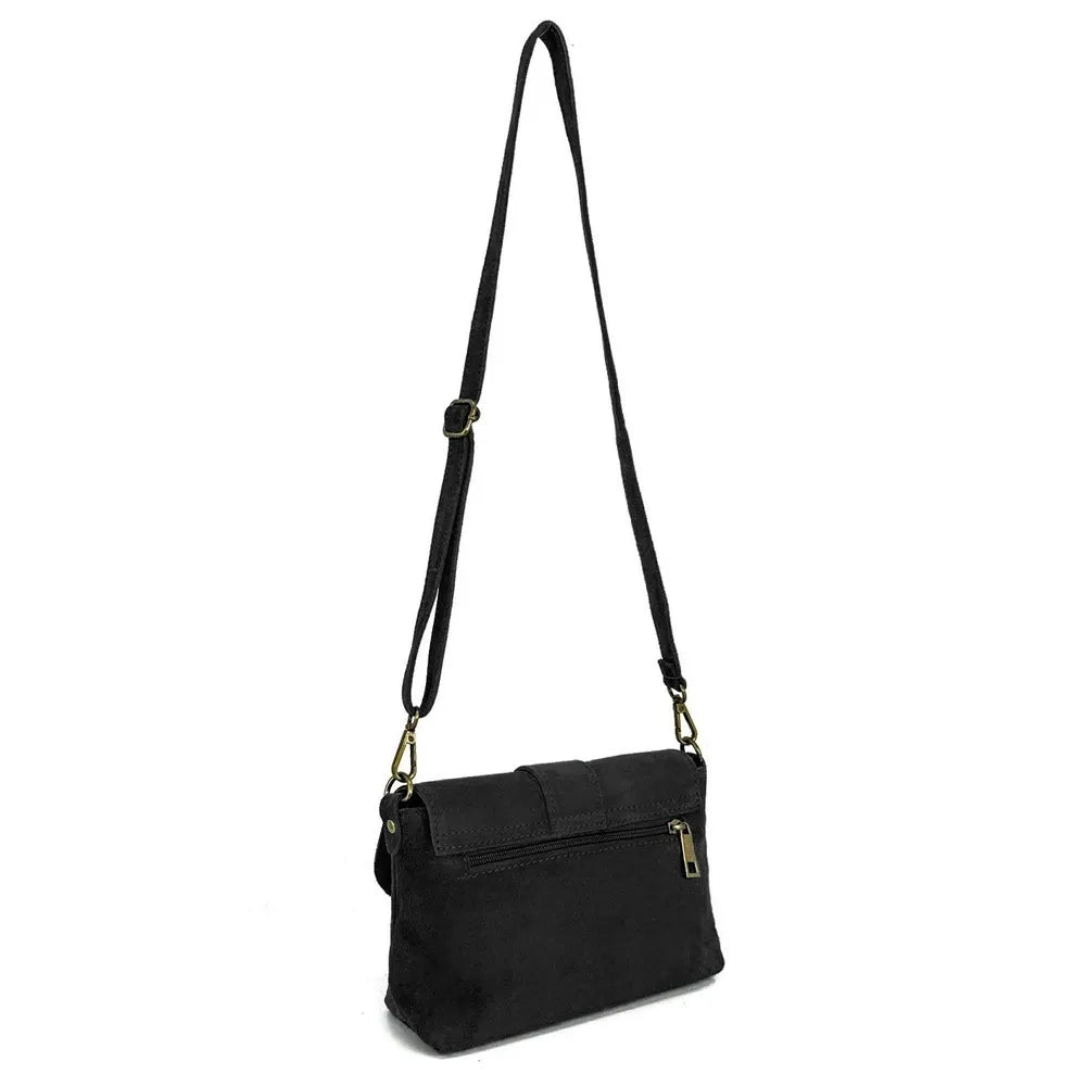 Sac à main en croûte de cuir VERONE SUEDE Noir
