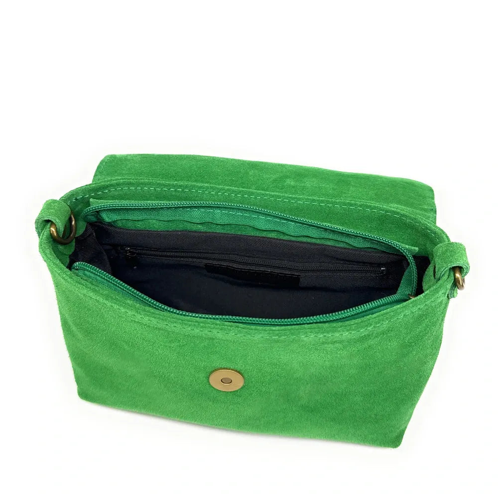 Sac à main en croûte de cuir VERONE SUEDE Vert anglais