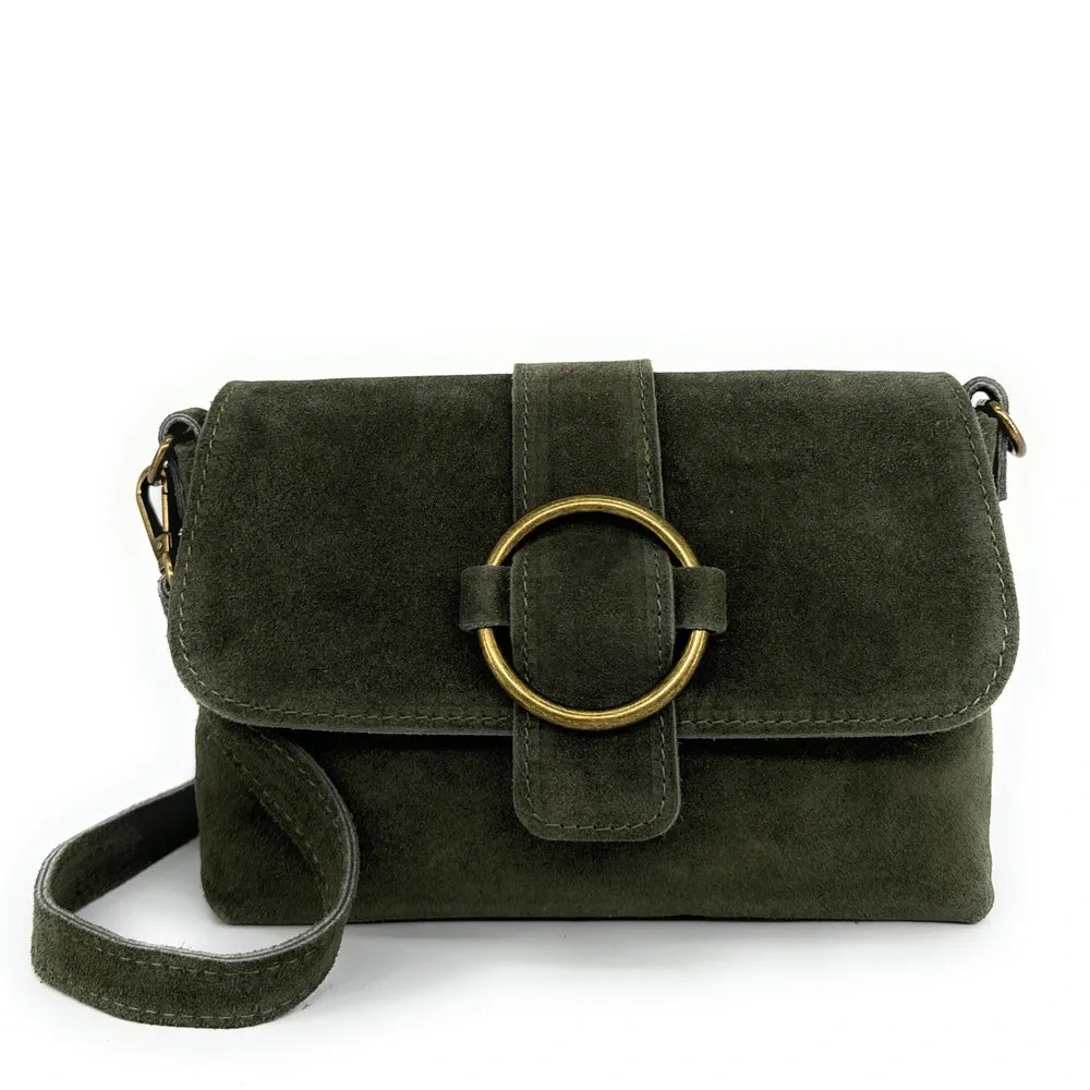 Sac à main en croûte de cuir VERONE SUEDE Kaki