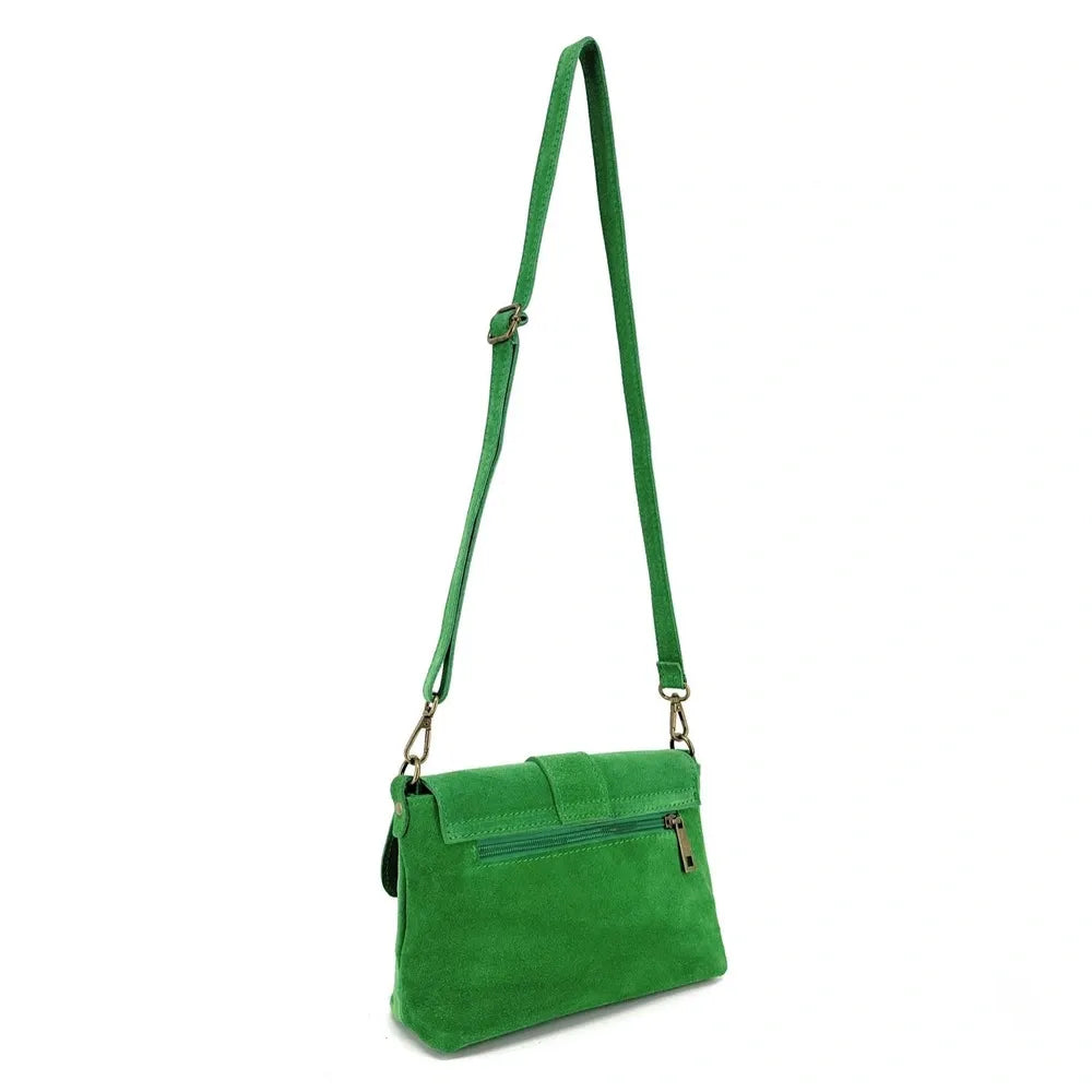 Sac à main en croûte de cuir VERONE SUEDE Vert anglais