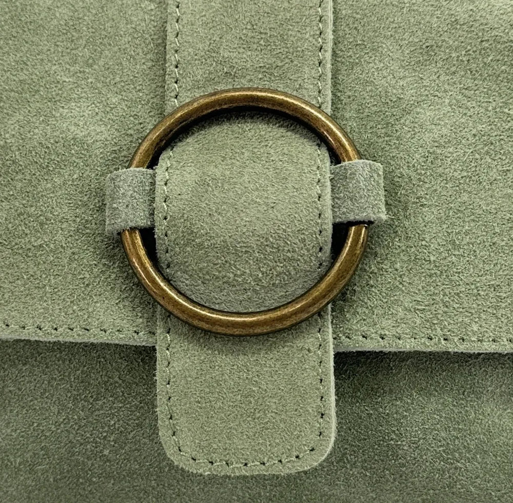 Sac à main en croûte de cuir VERONE SUEDE Vert amande