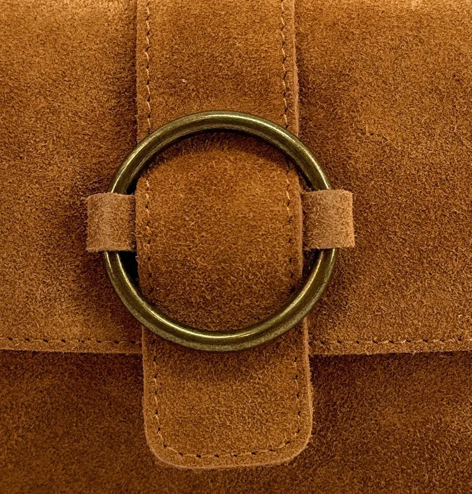 Sac à main en croûte de cuir VERONE SUEDE Camel