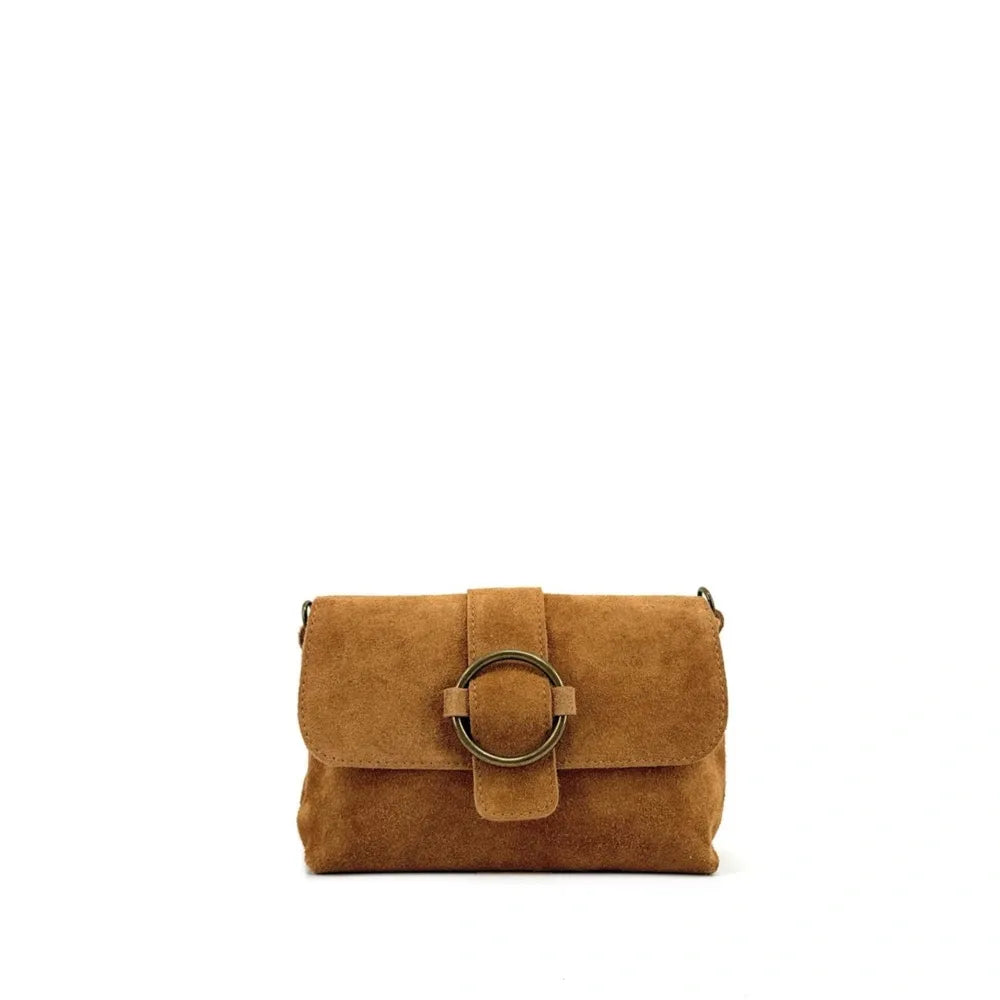 Sac à main en croûte de cuir VERONE SUEDE Camel