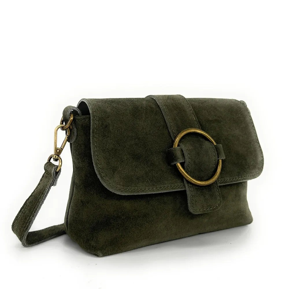 Sac à main en croûte de cuir VERONE SUEDE Kaki