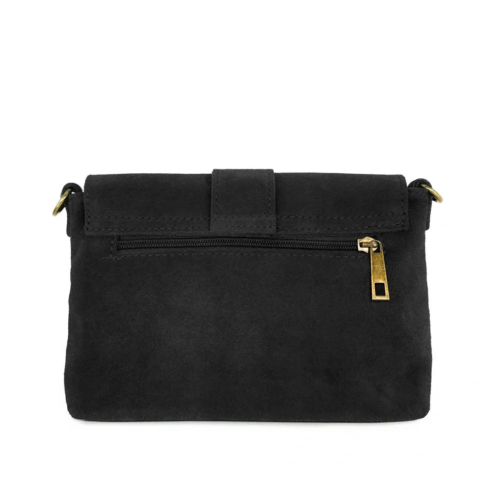 Sac à main en croûte de cuir VERONE SUEDE Noir