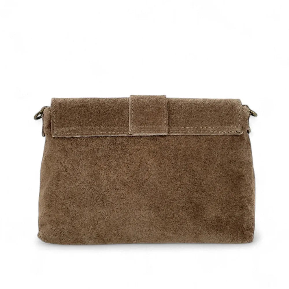 Sac à main en croûte de cuir VERONE SUEDE Taupe