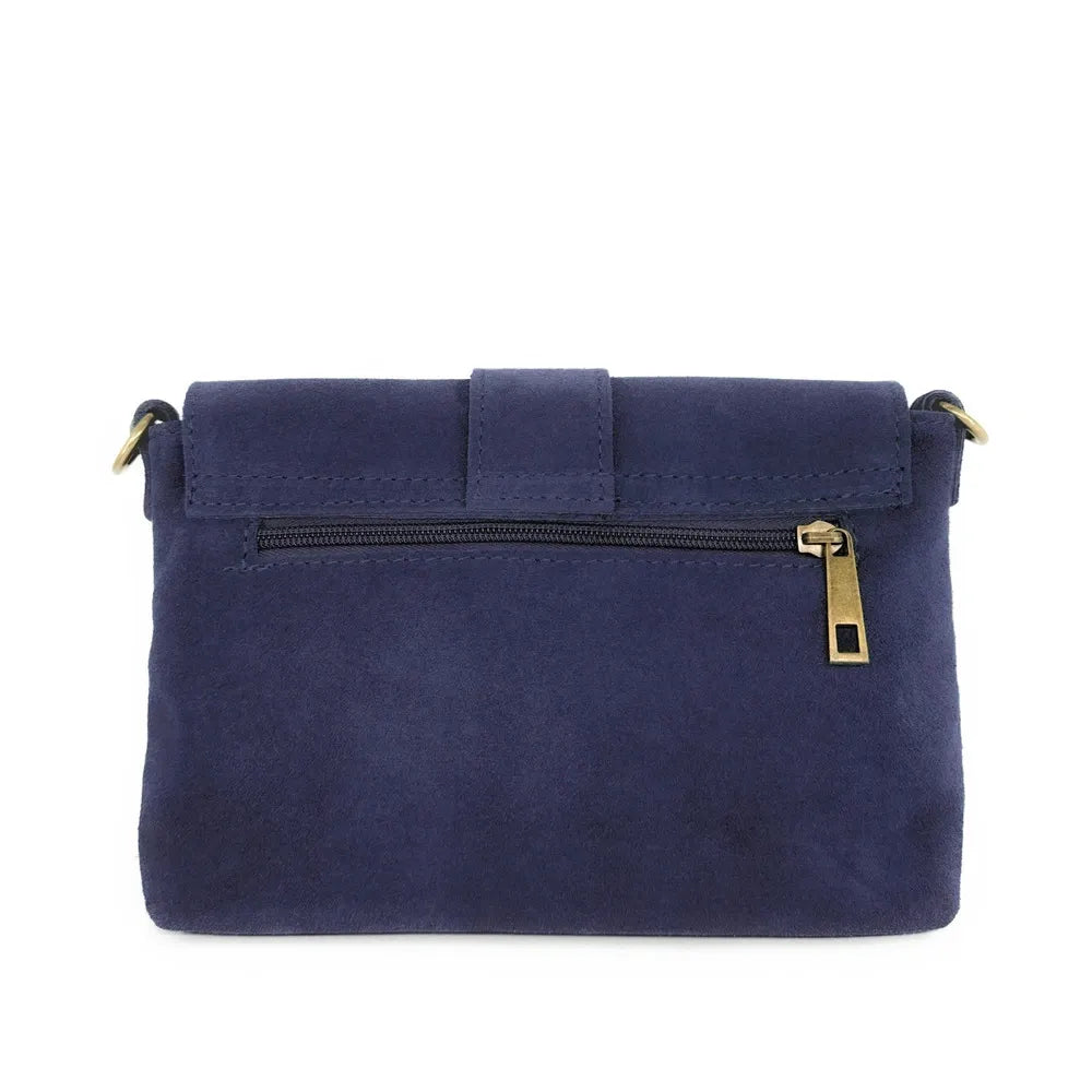 Sac à main en croûte de cuir VERONE SUEDE Bleu profond
