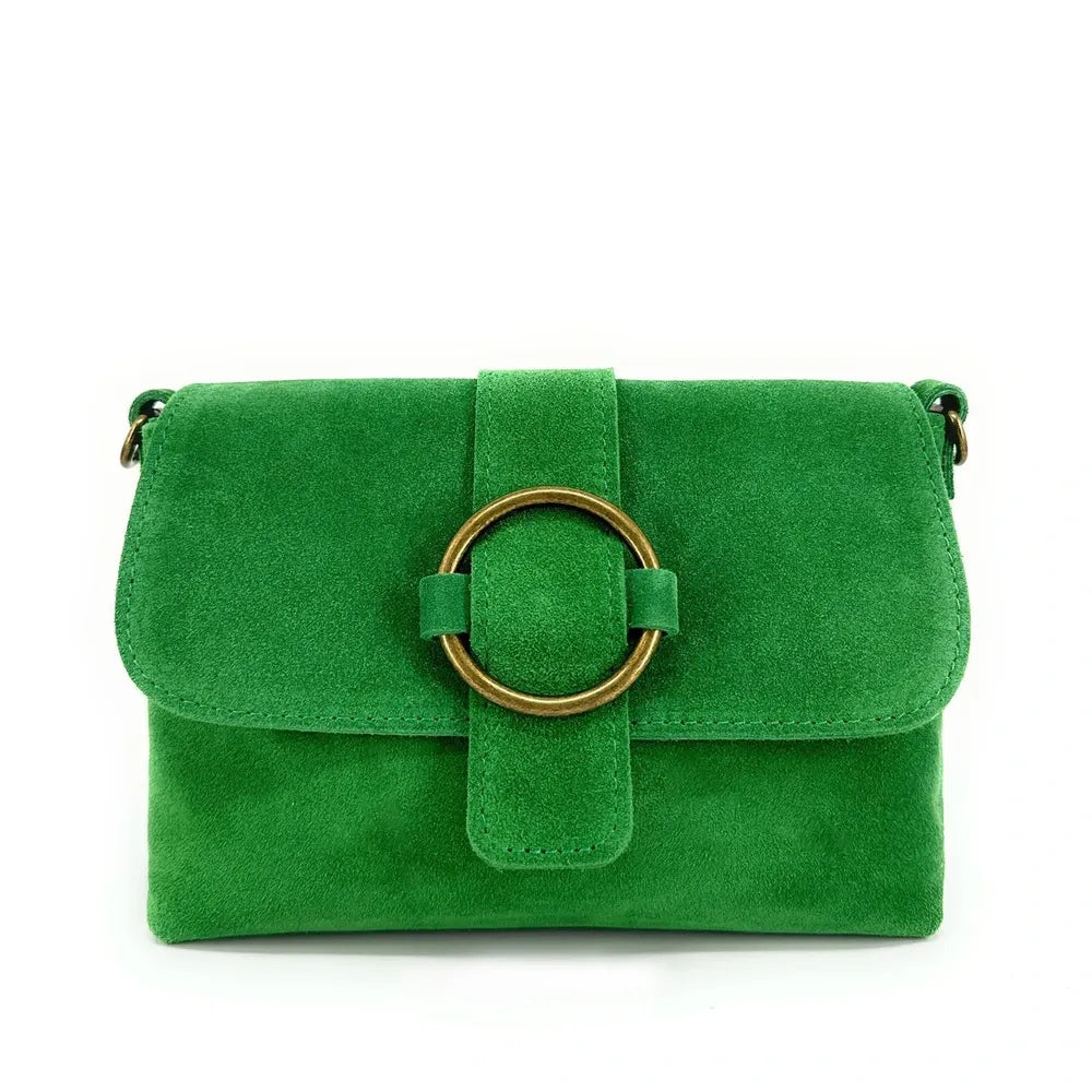 Sac à main en croûte de cuir VERONE SUEDE Vert anglais