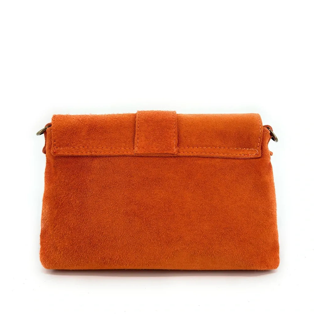 Sac à main en croûte de cuir VERONE SUEDE Mandarine